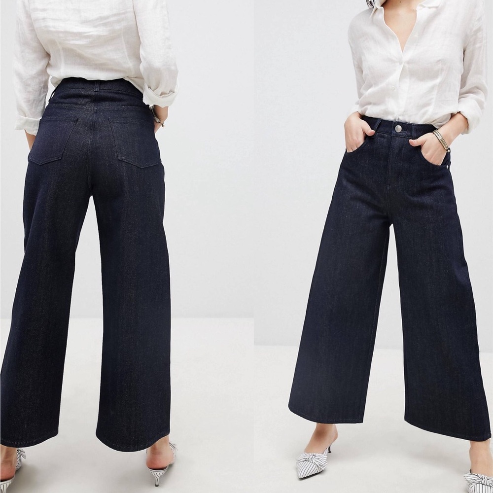 High-Rise Wide Leg Jeans in Dark Indigo
